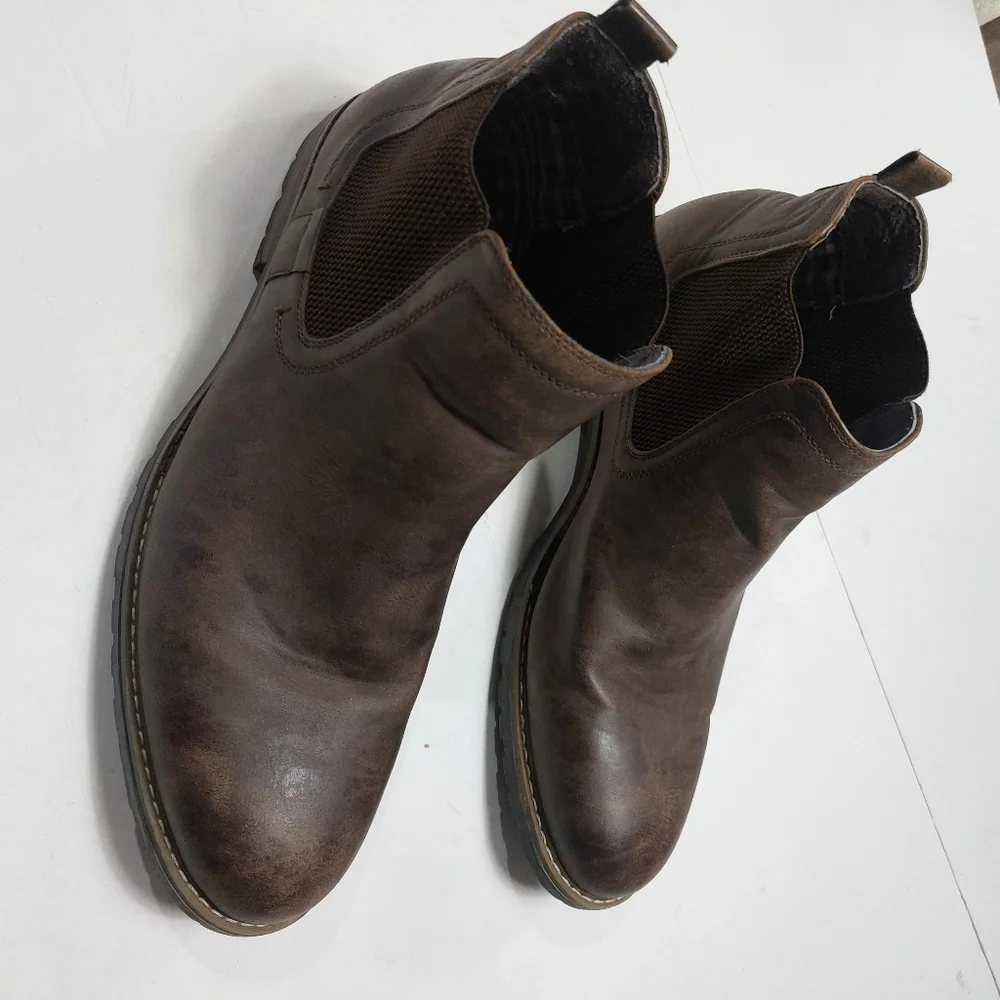 BRUNO MARC Men's Brown Leather Chelsea Boots size 12